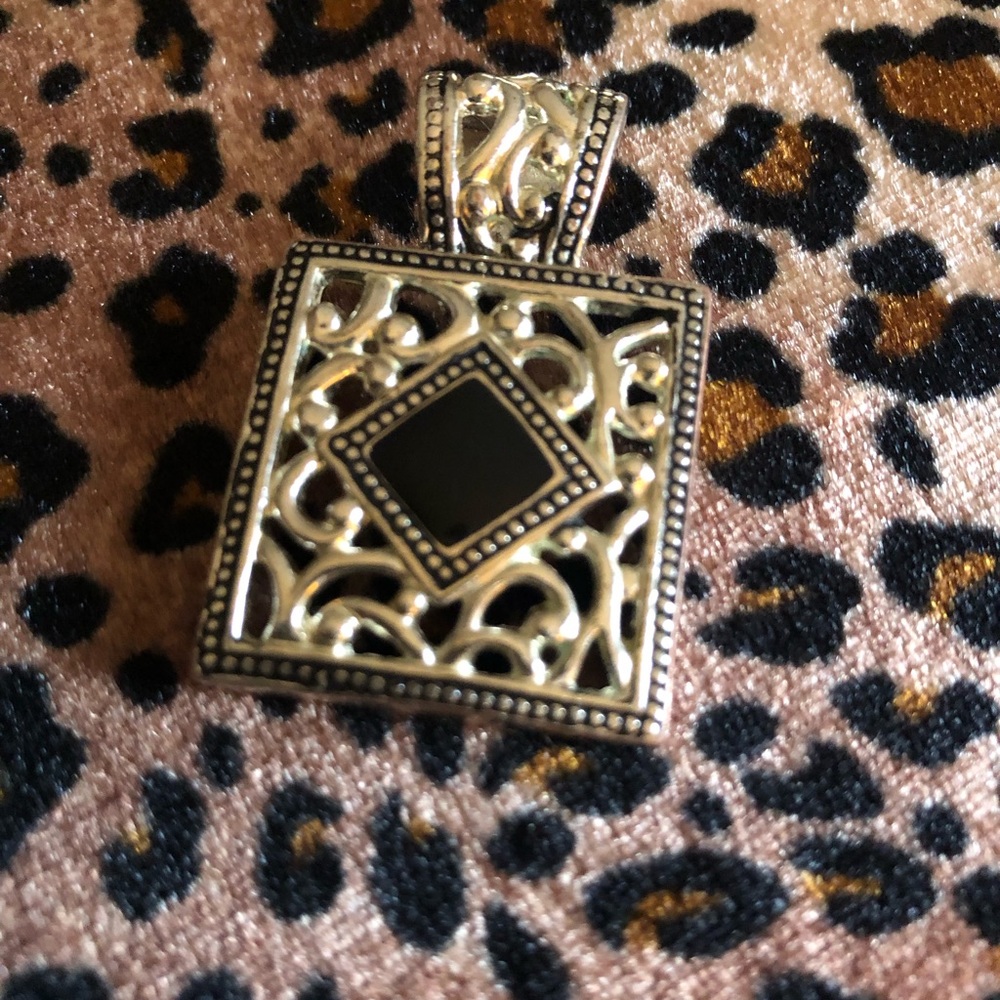 Silver and Black Filigree Pendant